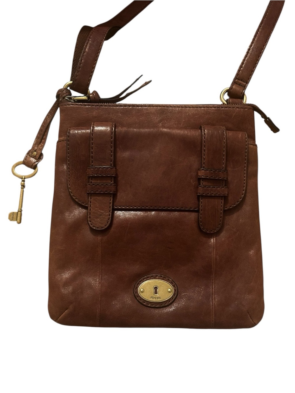 Fossil Leather Carson Crossbody Swing Pack Bag